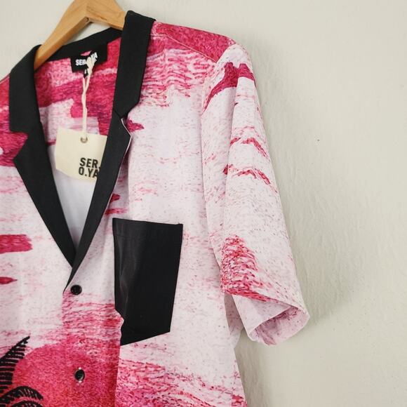 Ser.O.YA Malibu Shirt in Pink Sunset Button Down Short Sleeve Collar Top - Picture 6 of 10